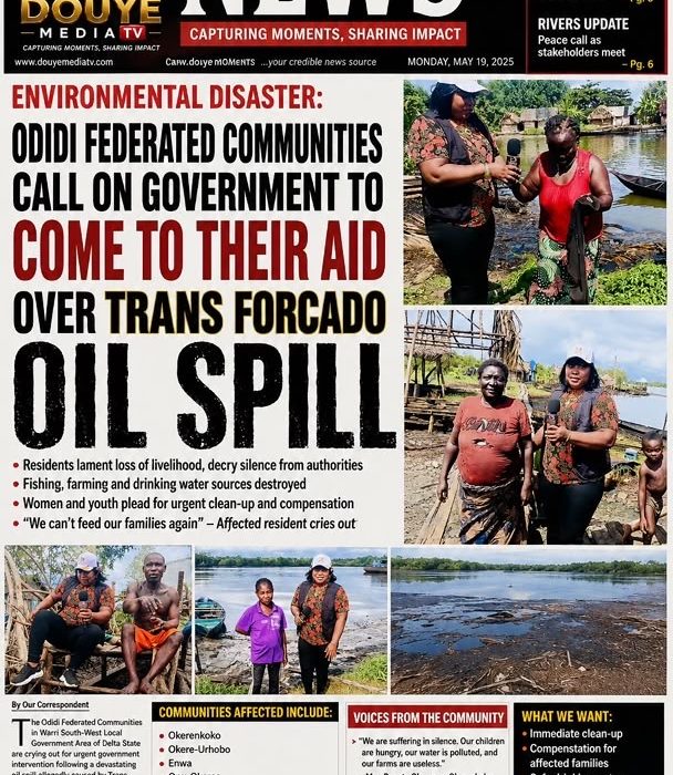 The Odidi and Kantu Federated Communities in Delta State have appealed to President Bola Ahmed Tinubu, GCFR, to urgently intervene over a crude oil spill from the Trans-Forcados Pipeline operated by Heritage Energy Operational Services Limited. The communities said the spill occurred on February 19, 2026, and despite being reported immediately, it has remained unresolved, leaving residents to face severe environmental, health, and economic challenges. According to community leaders, the spill has crippled fishing activities, polluted rivers used for drinking and domestic purposes, and spread beneath residential homes, exposing residents to serious health risks. They noted that the Trans-Forcados Pipeline is a major crude oil evacuation line transporting production from OML 4, OML 38, OML 41 operated by Seplat Energy; OML 42 operated by Neconde Energy; OML 34 operated by ND Western; and OML 26 operated by First Hydrocarbon Nigeria, with a combined daily evacuation of about 160,000 barrels of crude oil to the Forcados Terminal. A brief interview of the affected persons in the area The affected communities are calling on President Tinubu to direct the relevant regulatory agencies and Heritage Energy Operational Services Limited to immediately contain the spill, clean up the polluted environment, provide medical support and relief materials, and ensure adequate compensation for affected residents. They warned that any further delay could worsen the humanitarian situation and threaten the lives and livelihoods of people in the affected riverine communities Douye media tv reporting